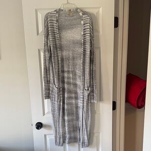 Lucky Brand Gray Striped Cardigan